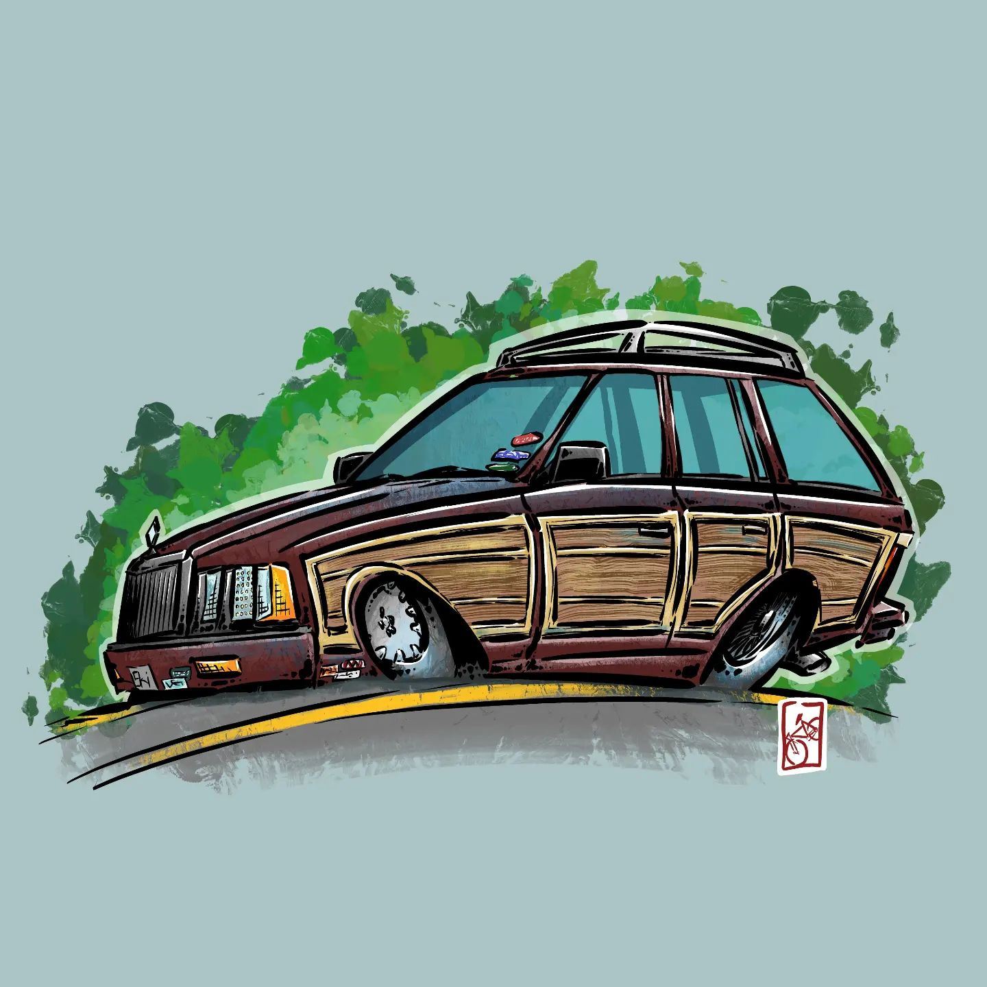 LeBaron Woody Wagon Cartoon